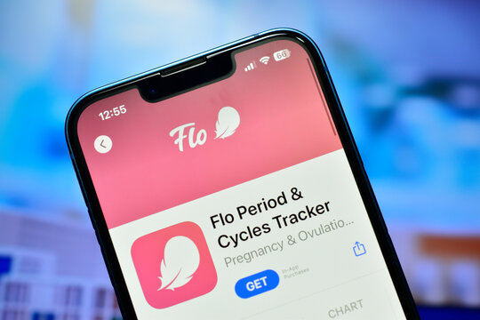 New Delhi, India 4 September 2023:- Period cycle tracker app flo period on iphone 13