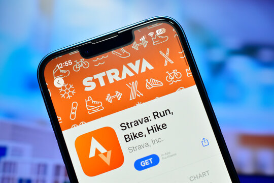 New Delhi, India 4 September 2023:- Strava app on iphone used to track bicycle with gps
