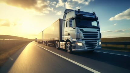 Fototapeta na wymiar Heavy vehicle truck on highway with clean background