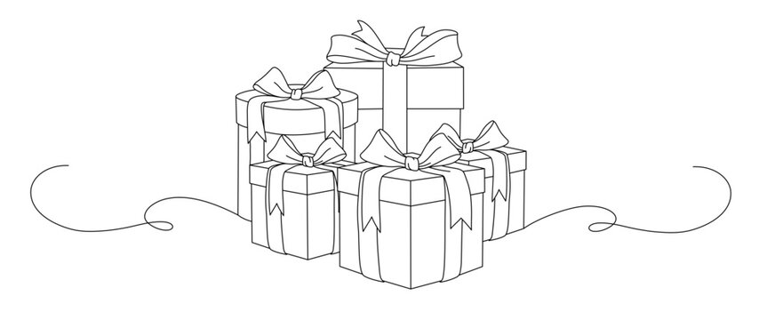 black and white gifts with bows clip art preview