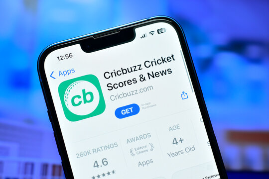 Cricbuzz app on smartphone used to track score and sports news
