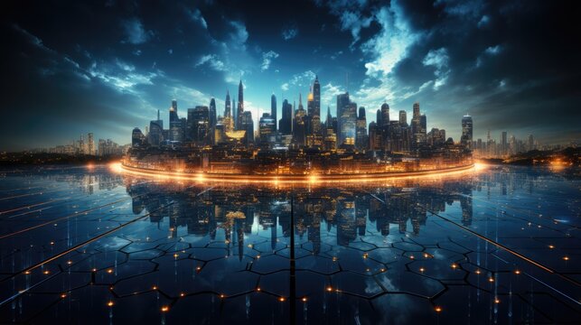 modern city with technology