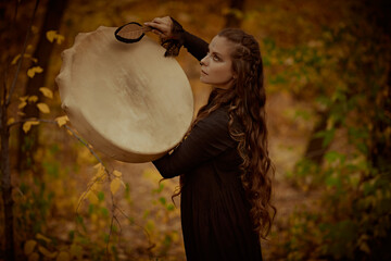ritual with shamanic drum