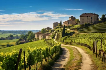 Fotobehang Scenic vineyards in Saint Emilion, Bordeaux, France. Generative AI © Jax