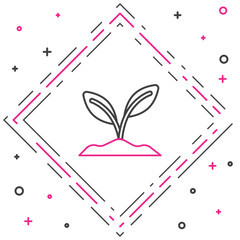 Line Sprout icon isolated on white background. Seed and seedling. Leaves sign. Leaf nature. Colorful outline concept. Vector