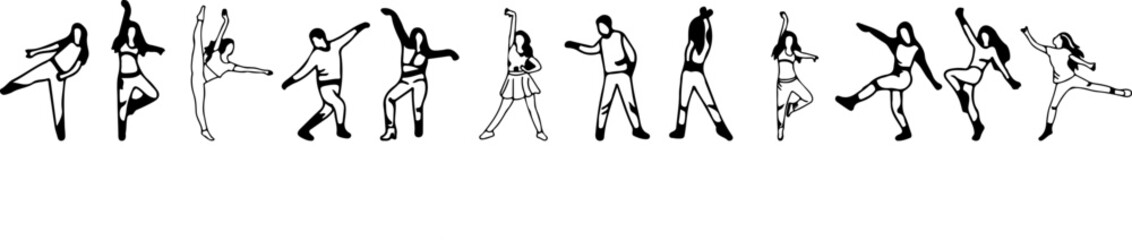 silhouette of girls set vector