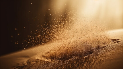 Dust particles sprayed by the wind. Sand on the ground or dust on the floor. ,. - obrazy, fototapety, plakaty