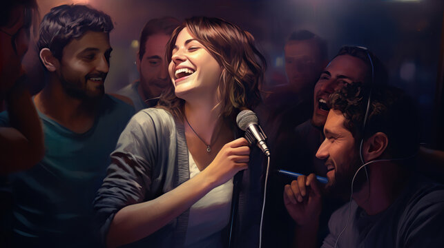 Karaoke Night: A night of singing, laughter, and performance. Friends go to a karaoke bar or take turns singing at someone's home, enjoying music, and sharing memorable tunes