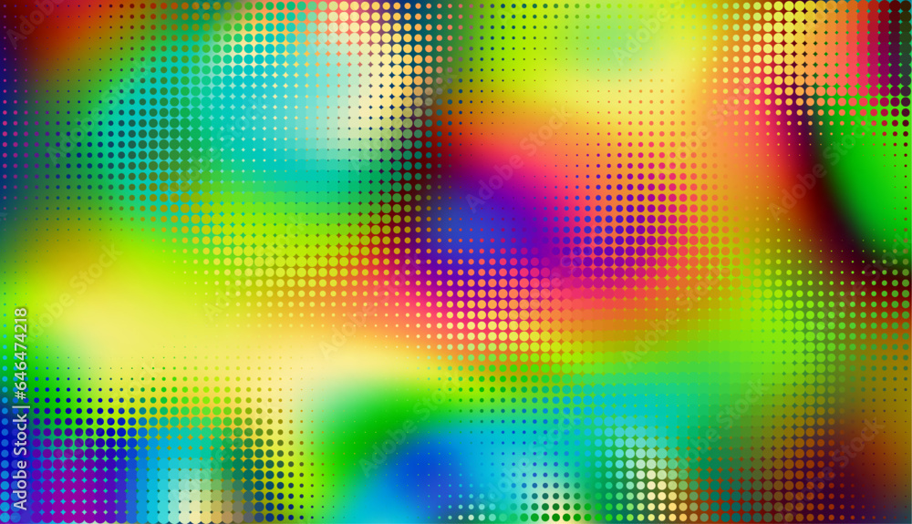 Poster abstract defocused horizontal background with pop art halftone dots. vector image.