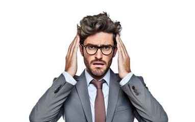 Businessman look stress moment in office background