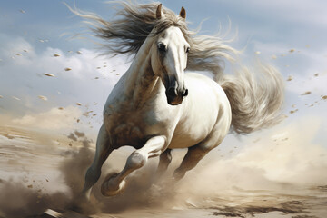 Obraz na płótnie Canvas a horse running in the meadow