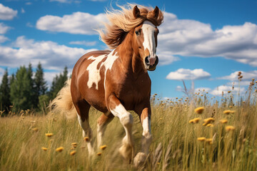 Obraz na płótnie Canvas a horse running in the meadow