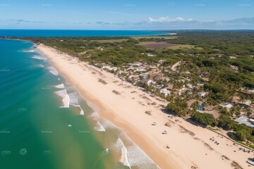 Aerial view of beach in Trancoso, Porto Seguro, Bahia. Generative AI