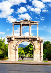 Fototapeta na wymiar Arch of Hadrian known as Hadrian’s Gate as gateway to Temple of Olympian Zeus in Athens, Greece.