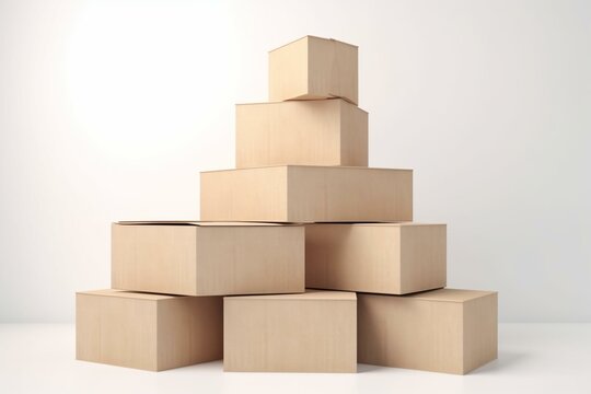 Stacked boxes 3D render isolated. Generative AI