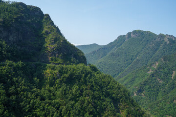 Fototapeta na wymiar Landscape along the road of Arni, from Garfagnana to Alpi Apuane