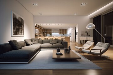 Obraz na płótnie Canvas Blueprint for modern living room. Generative AI