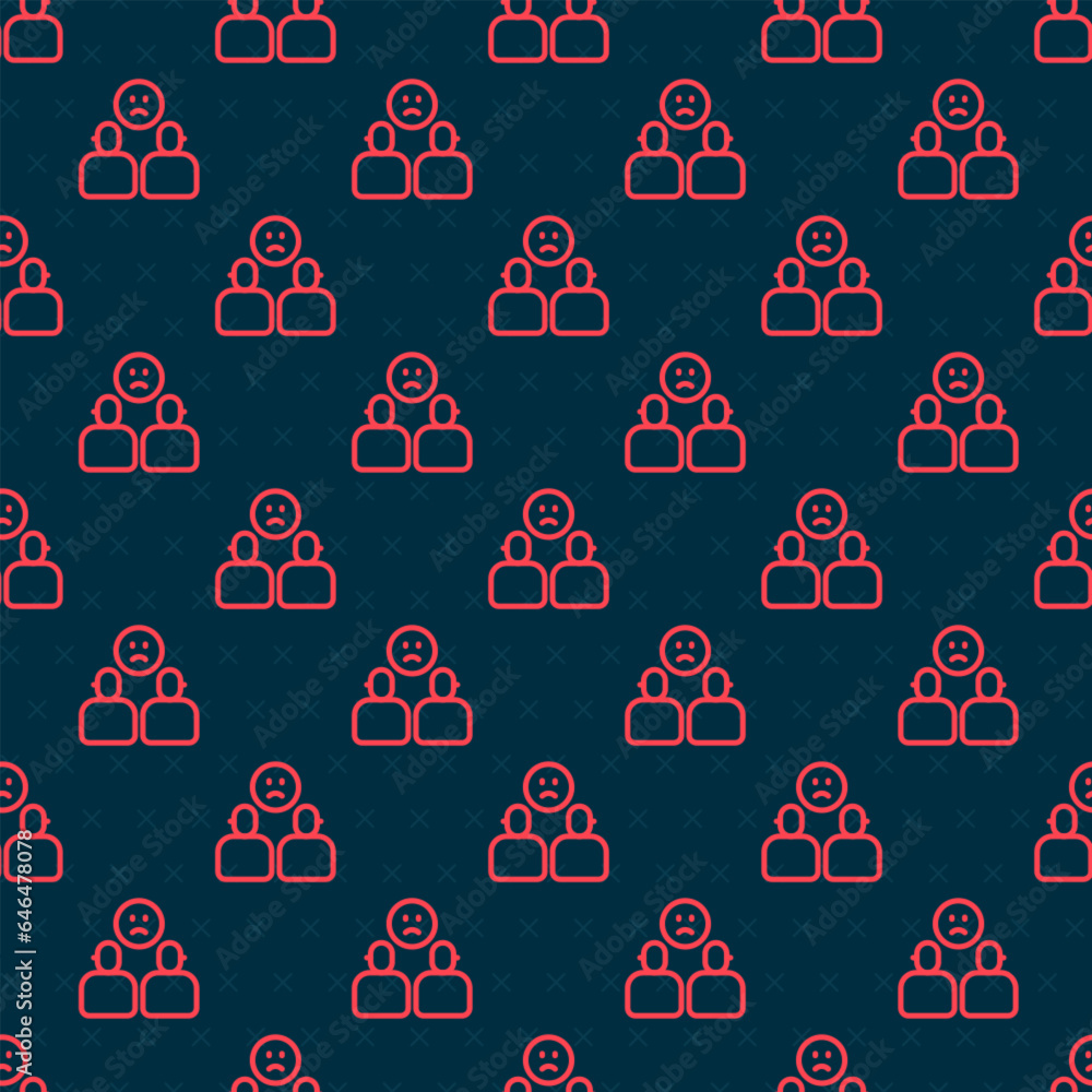Poster red line complicated relationship icon isolated seamless pattern on black background. bad communicat