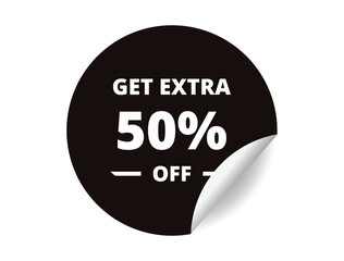 Get Extra 50% off Sale. 50 Percent circle sticker banner, badge symbol vector illustration