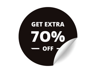 Get Extra 70% off Sale. 70 Percent circle sticker banner, badge symbol vector illustration