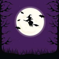 Flying Witch Icon Vector Design.