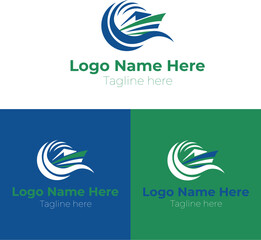 Fast cargo logistic delivery. Fast shipping business logo design template