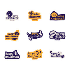 Happy Halloween Sticker Icon Set Vector Design.