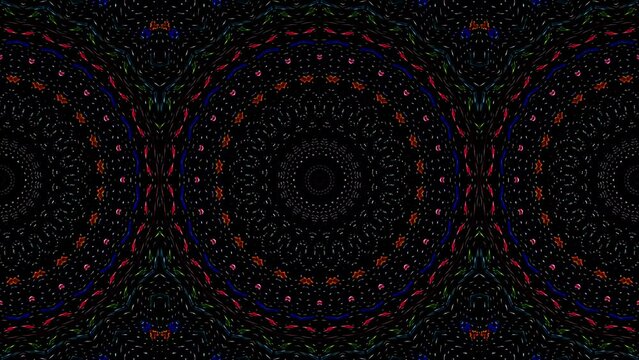 abstract lines colorful dots light shining round shape in center, black background	