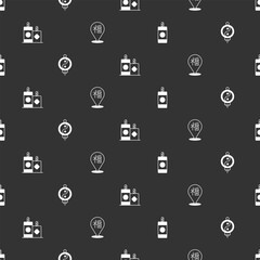 Set Firework, Chinese paper lantern, and New Year on seamless pattern. Vector