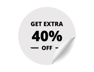 Get Extra 40% off Sale. 40 Percent circle sticker banner, badge symbol vector illustration