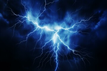 Abrupt electric discharge. Thunderbolt. Storm. Electrifying flash. Techno power backgrounds. Generative AI - obrazy, fototapety, plakaty