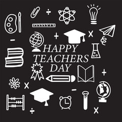 Happy teachers' day. Background with chalk doodle concept on blackboard, reflecting creativity and dedication of teachers in building the future of young generation through education.