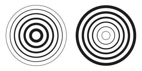 Сoncentric circles set, epicentre radar icon - stock vector