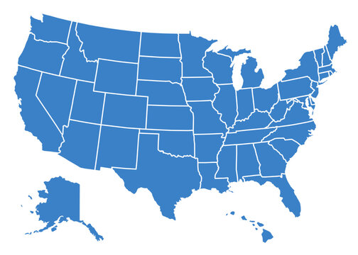 United States of America map isolated. USA map with division on states &ndash; stock vector