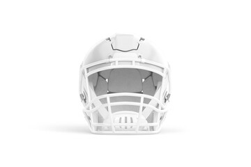 Blank white american football helmet mockup, front view