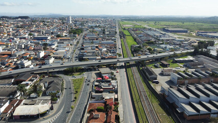 Visão aérea do bairro de Brás Cubas na cidade de Mogi das Cruzes, São Paulo, Brasil