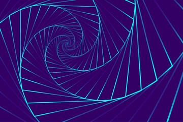 Naklejka premium Abstract Purple and Blue Pattern with Stairs. Banner of Polygonal Texture Pentagon Tunnel. Geometric Psychedelic Background. Raster. 3D Illustration