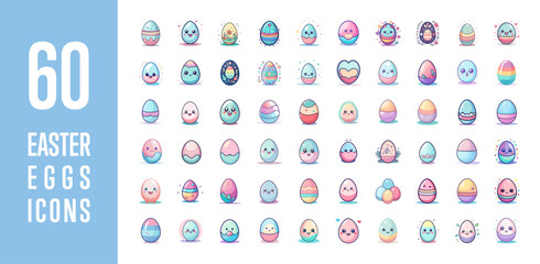 Fototapeta na wymiar Easter Eggs Flat Editable Icons set. Vector illustration in modern flat color style of easter eggs icons, flat color icons. Isolated on white background, Pixel Perfect easter eggs icons