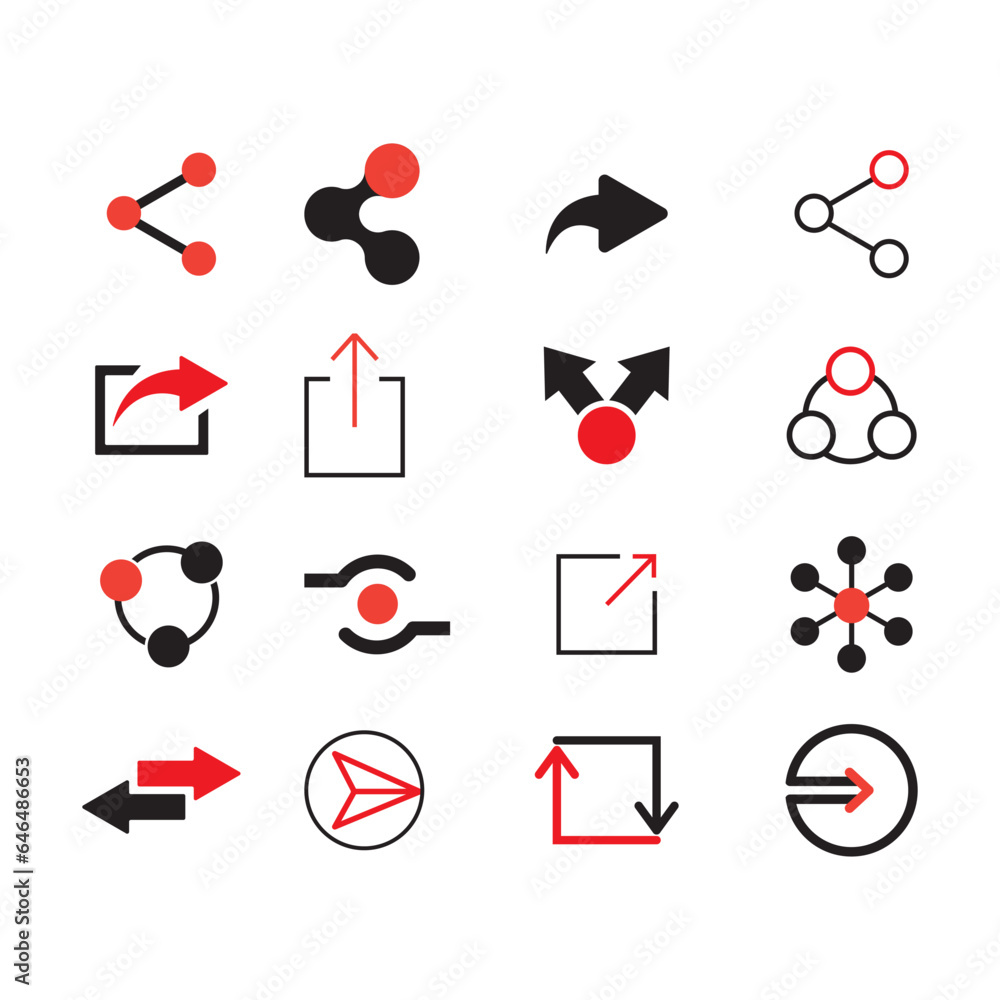 Poster share icon set, web and media symbol. user interface icon to convey, a button for performing a share