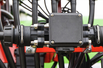 Electrical box used for wiring connections. Part of agricultural or industrial machine