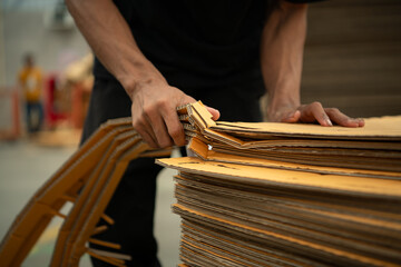 Warehouse staff working of paper products, Paper storage foreground and background