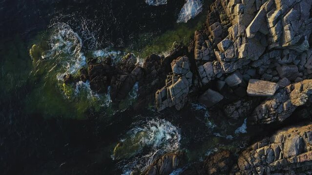Bornholm at Randkløve, a drone image of the rocks and ocean