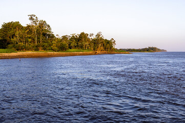 Morning view from aboard a ferry on the Amazon river to Manaus - Traveling Brazil, South America