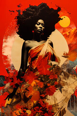 Generative AI collage illustration that showcases the strength and resilience of women