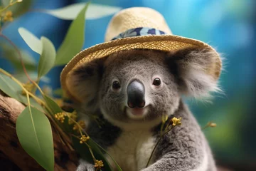 Foto op Plexiglas a cute koala wearing a hat © Salawati