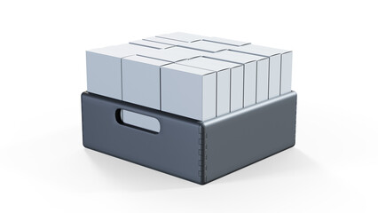 Cardboard boxes on pallet  3d render on white