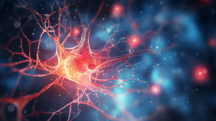 Naklejka na ściany i meble neurons and nerve synapses in the body, generative ai