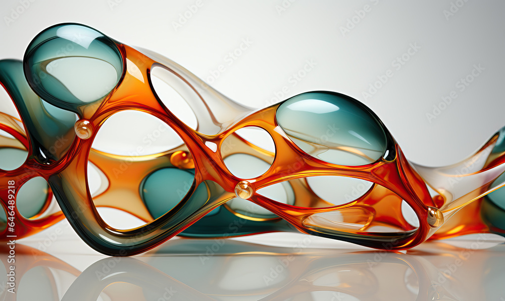 Poster futuristic colored background with transparent abstract model.