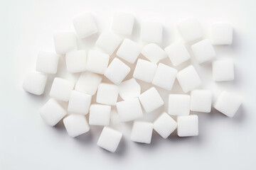 Sugar cubes on a white background