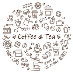 Coffee cup icon vector illustration. Set of coffee and tea on isolated background. Drink sign concept.
